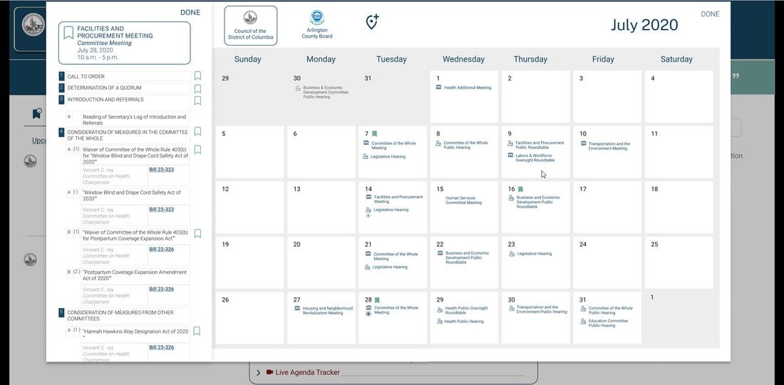 Screen shot - Meeting calendar screen